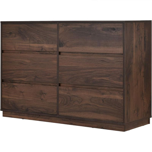 Elia 47.20 in. 6-Drawers Dark Brown Mid-Century Modern Dresser