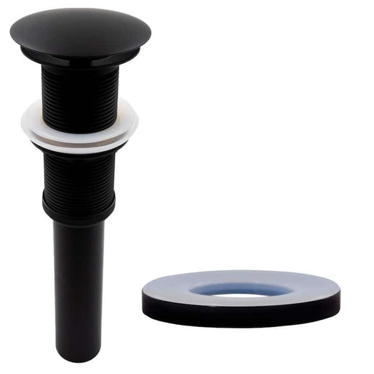 1-5/8 in. Bathroom Vessel Vanity Sink Umbrella Drain Without Overflow with Matching Mounting Ring in Matte Black